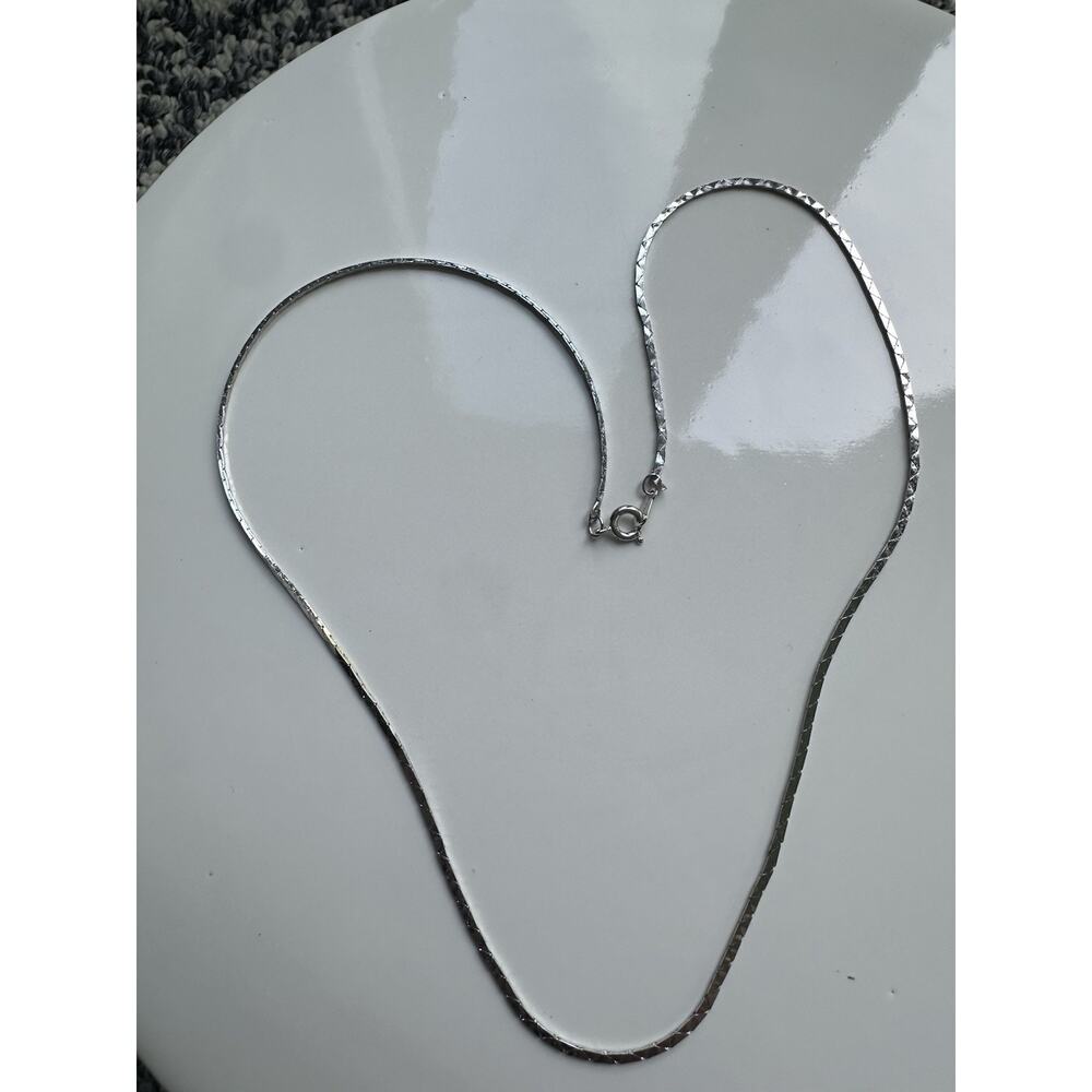 Vintage Avon Sterling Flat Snake Chain 20” Sparkly No Tarnish Marked